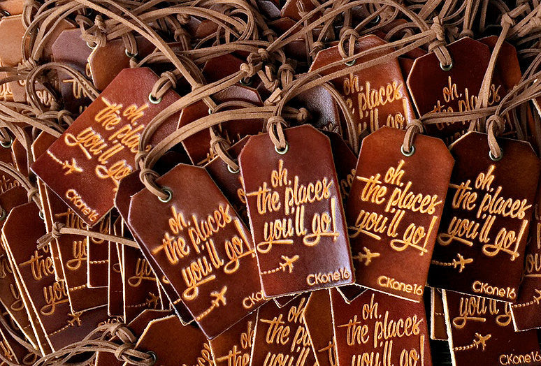 Leather Luggage Tag Wedding Favors - Personalized Design