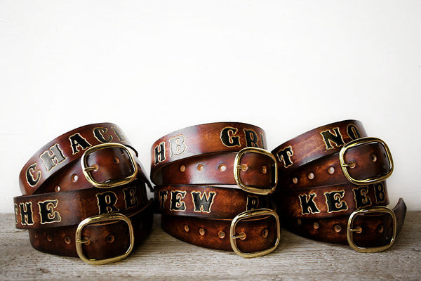 Groomsmens Gift Set Custom Leather Belts - Exsect Inc. Leather Gifts and Wanderlust Essentials - 2