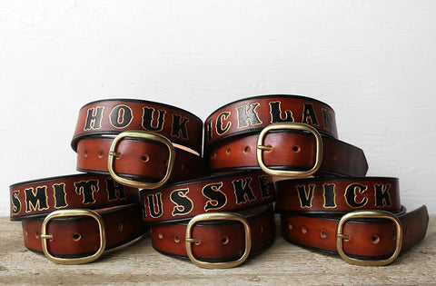 Personalized Name Leather Belts - Groomsmens Gifts - Exsect Inc. - 1
